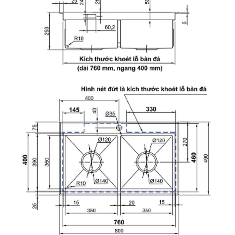 Chậu rửa chén Luxta LC8049-5.0